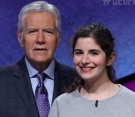 Rebecca Rosenthal ’20 and Alex Trebek on the Jeopardy! set